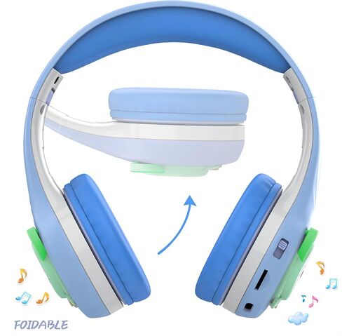 Riwbox CB-7S Kids Bluetooth Headphones, LED Light Up, 74/85/95dB Safe Volume Limited, TF Card, 50H Playtime, Bluetooth V5.3 Wirless Headphones with Mic and Volume Control for Tablet in Kuwait