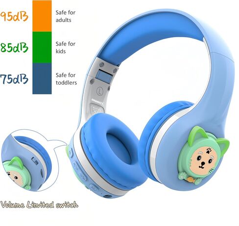 Riwbox CB-7S Kids Bluetooth Headphones, LED Light Up, 74/85/95dB Safe Volume Limited, TF Card, 50H Playtime, Bluetooth V5.3 Wirless Headphones with Mic and Volume Control for Tablet in Kuwait