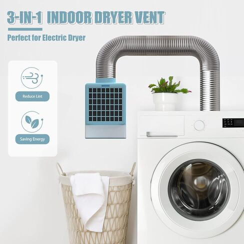 Cyndi's Store 3 in 1 Indoor Dryer Vent Kit - Dryer Vent Screen Filter Bucket Box for Electric Dryer Inside Use, with 4 Pieces Filters - White in Saudi Arabia