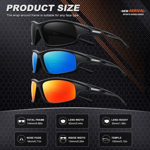 3pack استقطاب نظارة شمسية للرجال يقودون الجولف الصيد الجري الركض نظارات الشمس UV400 حماية in Kuwait