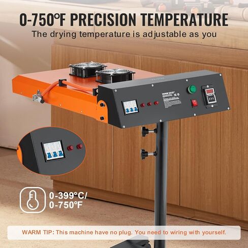 VEVOR 16x16 inch 1800W Flash Dryer for Screen Printing, 0-750℉ Temperature Control, with Height Adjustable Stand, 360° Rotation, T-Shirt Curing Machine, Pro 16x16Inch, Black in Saudi Arabia
