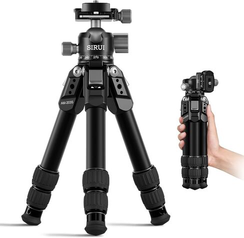 SIRUI AM203 Mini Travel Tripod with 360° B00K Ball Head, Aluminum Tabletop Tripod for Camera, Max Load 33lbs/15KG, Folded Height 11.4", Max Height 16.7" in Kuwait