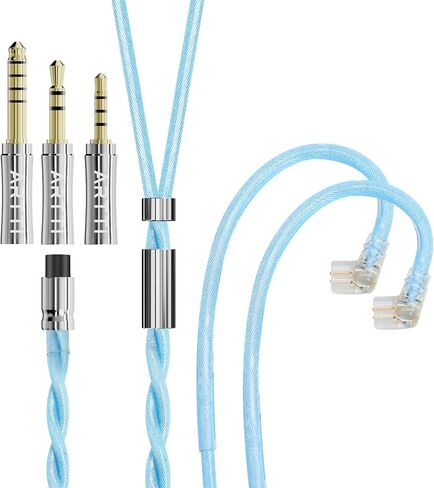 ARTTI A5 Clear Earphone Cable 2.5/3.5/4.4mm 3in1 Plug 2 Cores 756 Strands Silver-Plated 7N OCC Copper Upgrade Cable, DQC/MMCX Plug (QDC Bend) in Saudi Arabia