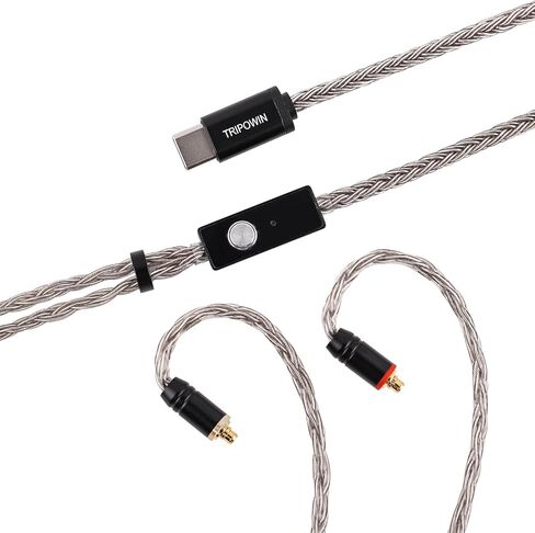 Linsoul Tripowin Zonie Hifi In-OER مراقبة كبل ترقية ، مع MIC Omni ، كابل SPC المطلي بالفضة 16 ، خيارات Type-C/3.5mm ، سلكي خالٍ من تشابك SPC 1.25M لـ Audiophiles (Typec ، MMCX) in Kuwait