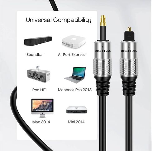 TNP Products 3 أقدام Mini Toslink إلى Toslink Digital Optical Audio Cable - محول محول سلك سلك السلك لصوت Chromecast ، مستقبل AV ، الكمبيوتر والمزيد in Kuwait