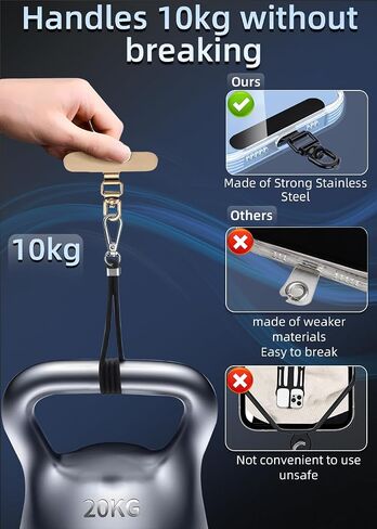 ZXZone Metal Phone Tether Tab, Anti-Scratch, Metal Phone Patch, Universal Cellphone Lanyard Pad for Full Phone Cases, 2 Pieces (TS) (Gold) in Kuwait