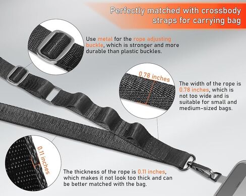Adjustable Clip and Go Strap with Zippered Pouch Phone Lanyard Crossbody With Wallet for Shopping&Travel Anti-Theft Phone Strap with 1*clasp 2* Clear Lanyard Tether Tabs(Black) in Saudi Arabia