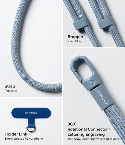 Ringke Holder Link Flow Shoulder Y-Type Designed for Phone Lanyard, Cute Soft Adjustable Crossbody Strap with Tether Tab in Saudi Arabia
