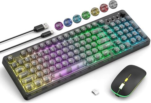 2.4G Wireless Keyboard and Mouse, Wireless Keyboard and Mouse Combo, Click Soft, 2.4GHz Cordless Connection for Windows/PC/Laptop (Black) in Saudi Arabia