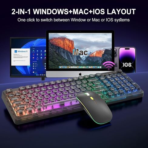 2.4G Wireless Keyboard and Mouse, Wireless Keyboard and Mouse Combo, Click Soft, 2.4GHz Cordless Connection for Windows/PC/Laptop (Black) in Saudi Arabia