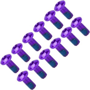 Bike Disc Brake Rotor Bolts, 12pcs Mountain Bike Disc Brake Rotor Bolts Screws Aluminium Alloy Disc Rotor Screws(Purple)