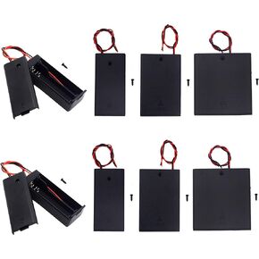 (Pack of 8)AA Battery Holder with Switch and Cover: 2PC Single AA Battery Holder with Cover, 2PC 2 AA Battery Holder with Switch, 2PC 3 AA Battery Holder, 2PC 4 AA Battery Holder with Leads and Wires