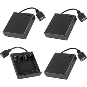 4PCS 4 AA Battery Holder USB Female Socket 4 AA Battery Case Box Holder with Cover and On-Off Switch in Kuwait