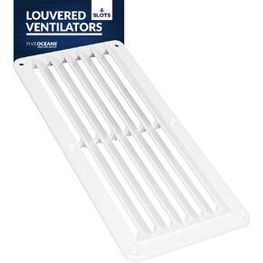 Five Oceans 6-Slotted Louvered Ventilators, 4-7/8-Inch x 10-1/4-Inch, White ABS Plastic - FO590