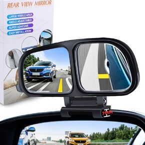 Blind Spot Mirror, Double Glass Adjustable Rear View Blind Spot Mirror Car Auxiliary Wide Angle Mirrors Side-Angle Side-View Mirror for Most Cars Truck SUV, 1 Piece (Black-Left)