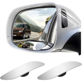 Blind Spot Car Mirror, 2 Pack 360° Adjustable Convex Rear View Mirror, HD Glass Wide Angle Frameless Rectangular Shaped Car Side Mirror, Self Adhesive Safety Security Blind Spot Mirror