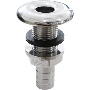 NRC&XRC Marine Grade Stainless Steel Barbed Short Straight Thru-Hull with Nut&Custom Gasket for Boat、RSV