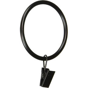 Rod Desyne 2 inch Curtain Rings w/Clip, Black