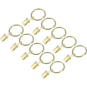 uxcell Curtain Rings with Clips, 36pcs - Carbon Steel Drapery Curtain Clip Rings, 1 Inch Curtain Clip Rings Hooks for Curtain Rod (Black)