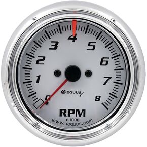 Equus 5078 3-3/8" Tachometer, White