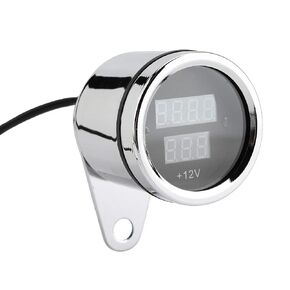Electronic Tachometer, 2 in 1 Motorcycle LED Digital Voltmeter Tachometer Gauge Metal Odometer Speedometer