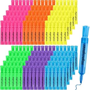 Teling 120 Pcs Highlighters Bulk Chisel Tip Tank Style Highlighters for School Classroom Assorted Color Fluorescent Pens for Office Shop