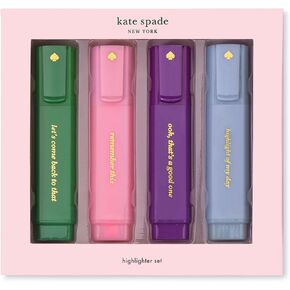 Kate Spade New York Highlighters Assorted Colors, 4 Cute Markers with Green, Pink, Blue, and Purple Ink Colors, Colorblock