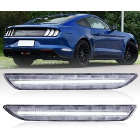 led Side Marker Lights Rear White Bumper Fender Marker Reflectors Lamps For Ford Mustang 2015-2023 Clear Lens 2PCS