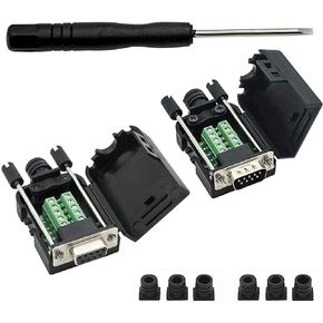 DB9 Breakout Connector DB9 RS232 D-SUB Female and Male Adapter 9-pin Port Adapter to Terminal Connector Signal Module with case(Female Connector,Male Connector DB9 5+5 with case)