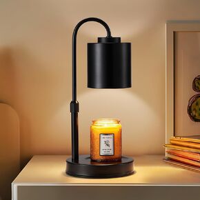 CASTLELIFE Candle Warmer Lamp with Timer & Dimmer, Height Adjustable Electric Candle Warmer for Jar Candles, Gifts for Mom, Bedroom Home Decor, Candle Wax Warmer with 2 Bulbs Black Gold