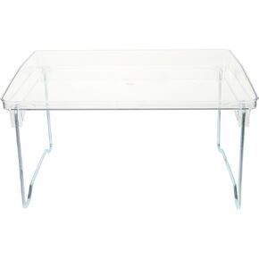 Desk Cup Holder Clear Lap Desk Folding Acrylic Bed Tray Countertop Storage Rack Clear Laptop Stand Bed Desk Table for Reading Eating Writing Kitchen Bathroom Storage Holder