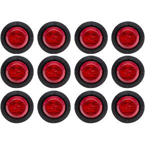 12 Pcs TMH 1-1/4 Inch Mount Red LENS & Red LED Clearance Markers, side marker lights, led marker lights, led side marker lights, led trailer marker lights, trailer marker light