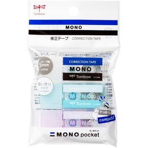 Tombow Pencil Correction Tape, Mono Pocket, 5mm Wide, Assorted, Pack of 3 (MONO, Blue, Purple) KCC-321X