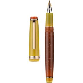 Jinhao 82 Acrylic Fountain Pen, Iridium Medium Nib with Ink Converter, Morandi Lake Blue Contrast Color Classic Design Smooth Writing Pen (Gold Trim)
