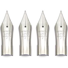 2x Special Wings Fountain Pen Nibs Replacement Spare Nib Perfectly for Pilot Pen 78G 88G KaKuno (1x Silver F Nib & 1x Silver EF Nib)