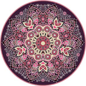 Knsbk Large Round Yoga Mat 4.6'X3.5mm for Exercise Premium Extra Thick, Ultra Comfortable, Non Slip, Meditation Mat