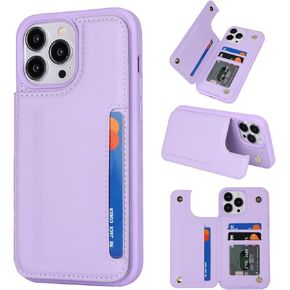 iCoverCase Compatible with iPhone 13 Pro Max Wallet Phone Case with Card Holder for Women Men, RFID Blocking PU Leather Case 6.7 Inch (Beige)