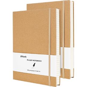 A5 Line Kraft Notebook Journals Bulk, College Ruled Hardcover Writing Subject Composition Notebooks with Lined Paper, 2 Pack, 120GSM, 102 Sheets, 5.5x8.3 inch, Travel Journal Set