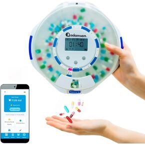 Adamson TimelyMed Smart Pill Dispenser Machine with Alarm + WiFi App Monitoring + New 2024 + 28 Day Medicine Dispenser + Automatic Pill Dispenser for Elderly with Alarm & Alzheimers Care + Lock Key