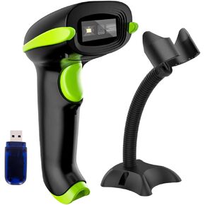 NADAMOO 2D Wireless Barcode Scanner with Stand, Compatible with Bluetooth & 2.4G Wireless & Wired Connection, Cordless QR Code Scanner USB Image Bar Code Reader for Computer Tablet iPhone iPad Android