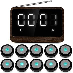 Nurse Call System Caregiver Pager Wireless Call Buttons for Elderly at Home Call Light Buzzer for Seniors Clinic Elderly Monitoring Care Facility Restaurant Black Walnut Texture