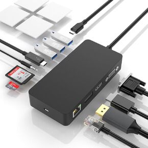 Microsoft USB C Surface Dock Triple Displays، قاعدة تركيب سطحية 12 في 1 مع 4K DP+HDMI+VGA لجهاز Surface Pro 10/9/8/X/7+/7، وSurface Laptop 6/5/4/3، وSurface Laptop Studio 2/1، سيرفيس جو 4/3/2/1 in Kuwait