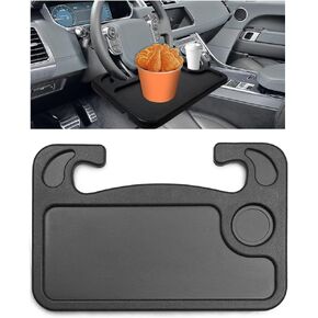 VARGTR Car Steering Wheel Desk,Car Lunch Desk Portable,Multi-Functional Portable Car Laptop and Food Steering Wheel Tray,Car Food Tray for Eating with Drinks Holder