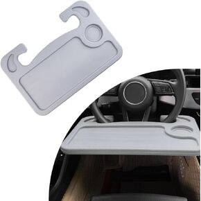 Car Steering Wheel Desk, Multipurpose Auto Steering Wheel Tray with Drink Holder, Steering Wheel Food Tray for Eating, Universal Vehicle Travel Accessories for Constant Travelers (Beige)