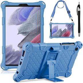 DETUOSI Case for Samsung Galaxy Tab A7 Lite 8.7 inch, with Stylus Pen & Shoulder Strap, Soft Silicone Lightweight Protective Cover for Galaxy Tab A7 Lite 2021 SM-T220/T225/T227u, Black