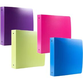 Filexec Ez Comfort 3 Ring Binder, 2 Inch Capacity, 5 Tabbed Dividers, Opaque, Letter Size, Pack of 4, Blue, Hot Pink, Purple, Green (50152-6474)