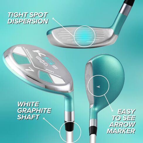 مجموعة مكاوي الجولف الهجينة للسيدات من Majek Seafoam Teal، مجموعة مكاوي جديدة لكبار السن، أفضل جميع أنواع الهجين الحقيقي وخفيفة الوزن للغاية والمتسامحة، تتضمن الحزمة الكاملة 4 5 6 7 8 9 PW SW All Lady Flex Utility Clubs in Saudi Arabia