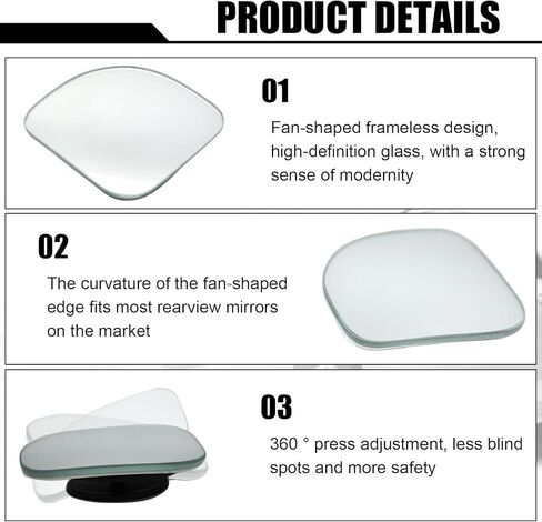 قطعتان من مرآة الرؤية الخلفية للسيارة، 1.8 بوصة × 1.8 بوصة عالية الدقة محدبة على شكل مروحة مساعدة بدون إطار مرآة النقطة العمياء للمركبة، ملحقات مرايا رؤية بانورامية عالمية كبيرة لسيارات الدفع الرباعي والشاحنات والسيارات (فضي) in Kuwait