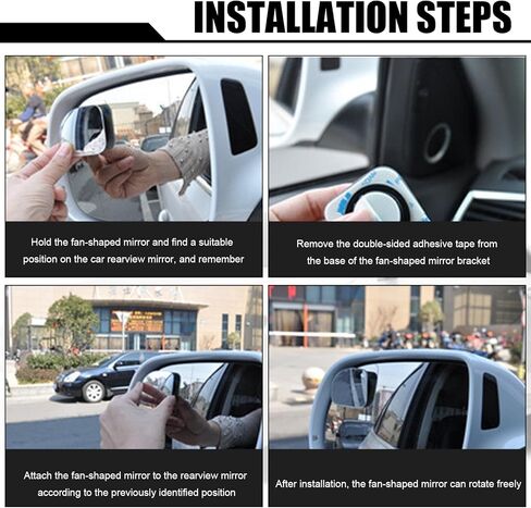 قطعتان من مرآة الرؤية الخلفية للسيارة، 1.8 بوصة × 1.8 بوصة عالية الدقة محدبة على شكل مروحة مساعدة بدون إطار مرآة النقطة العمياء للمركبة، ملحقات مرايا رؤية بانورامية عالمية كبيرة لسيارات الدفع الرباعي والشاحنات والسيارات (فضي) in Kuwait