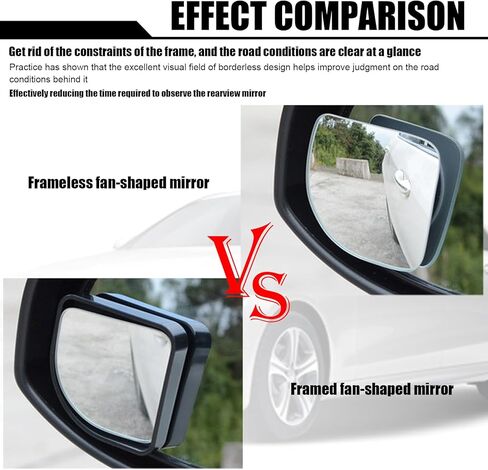 قطعتان من مرآة الرؤية الخلفية للسيارة، 1.8 بوصة × 1.8 بوصة عالية الدقة محدبة على شكل مروحة مساعدة بدون إطار مرآة النقطة العمياء للمركبة، ملحقات مرايا رؤية بانورامية عالمية كبيرة لسيارات الدفع الرباعي والشاحنات والسيارات (فضي) in Kuwait